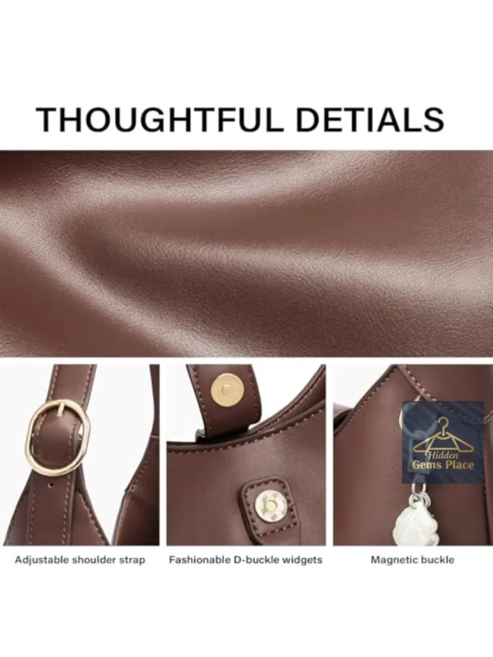 Soft Vegan Leather Hobo Bag with Adjustable Strap, Lightweight Slouchy Shoulder